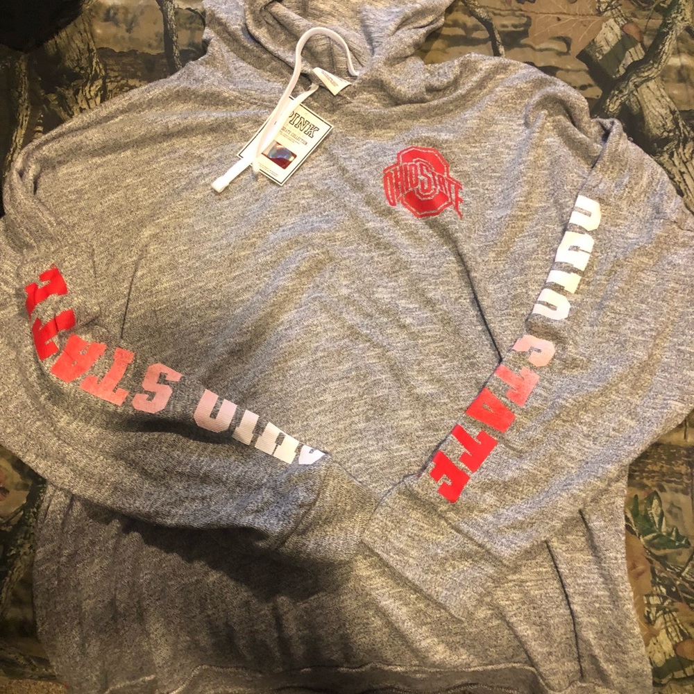 PINK Ohio State NWT Lightweight Grey Hoodie